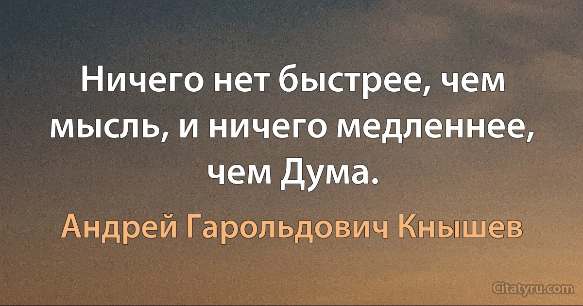 Ничего нет быстрее, чем мысль, и ничего медленнее, чем Дума. (Андрей Гарольдович Кнышев)