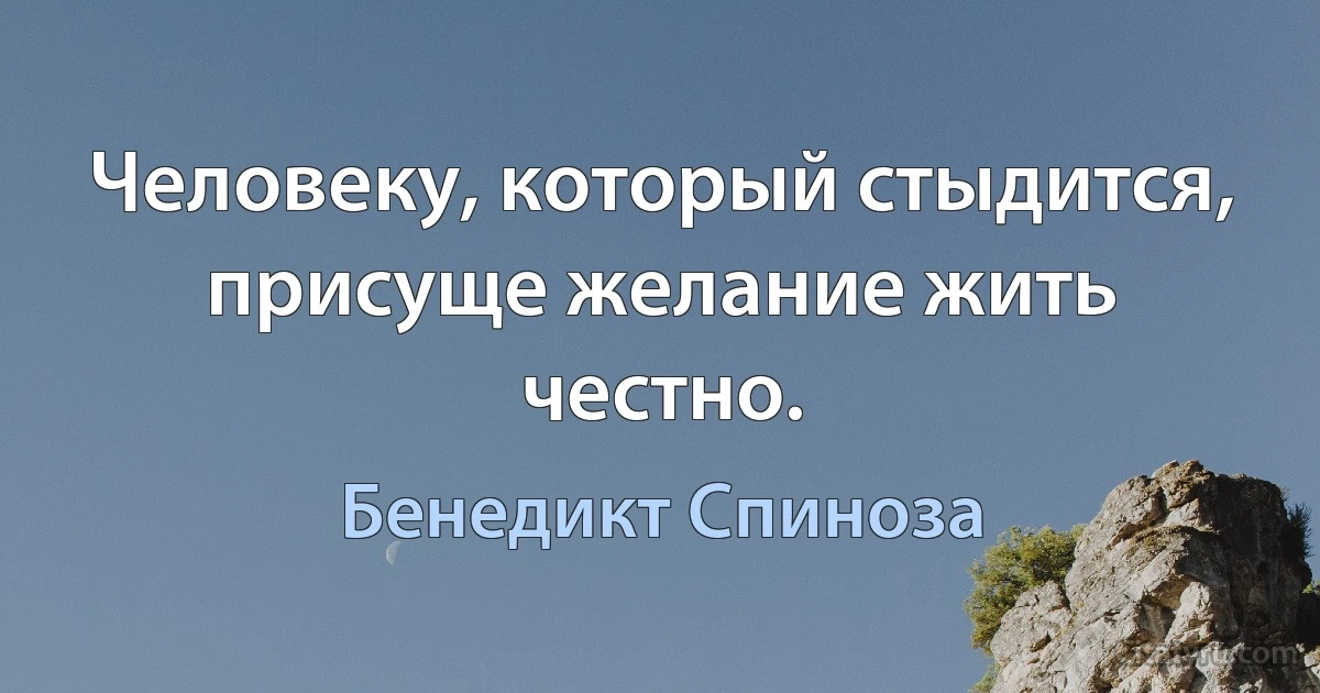 Человеку, который стыдится, присуще желание жить честно. (Бенедикт Спиноза)