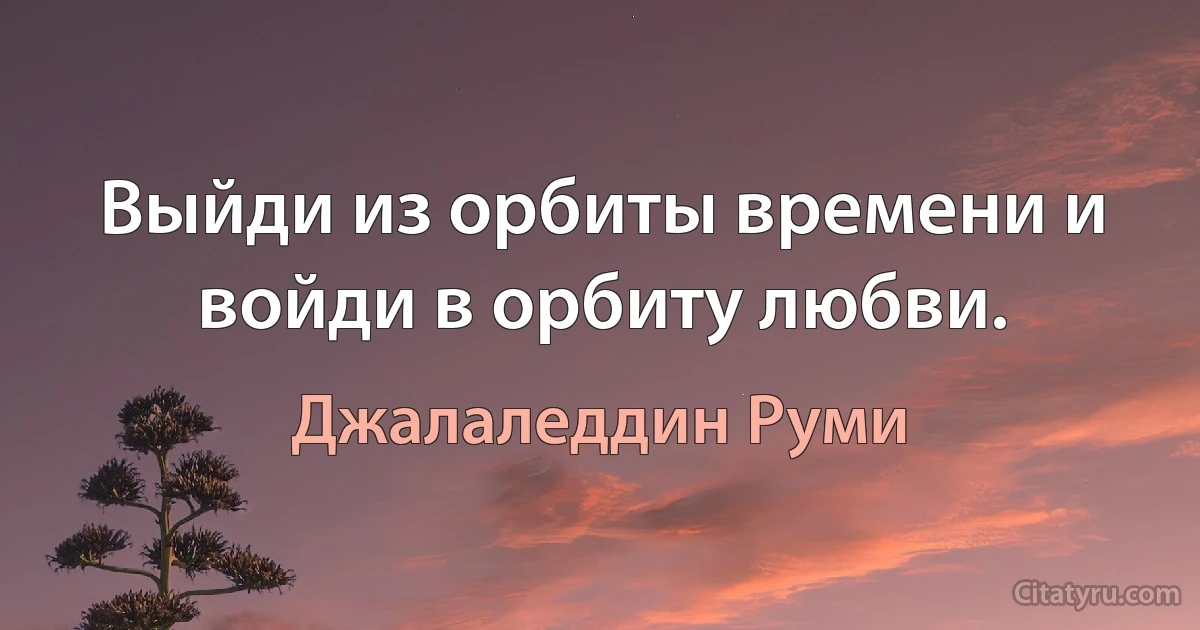 Выйди из орбиты времени и войди в орбиту любви. (Джалаледдин Руми)