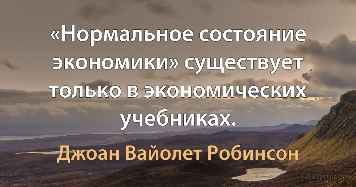 «Нормальное состояние экономики» существует только в экономических учебниках. (Джоан Вайолет Робинсон)