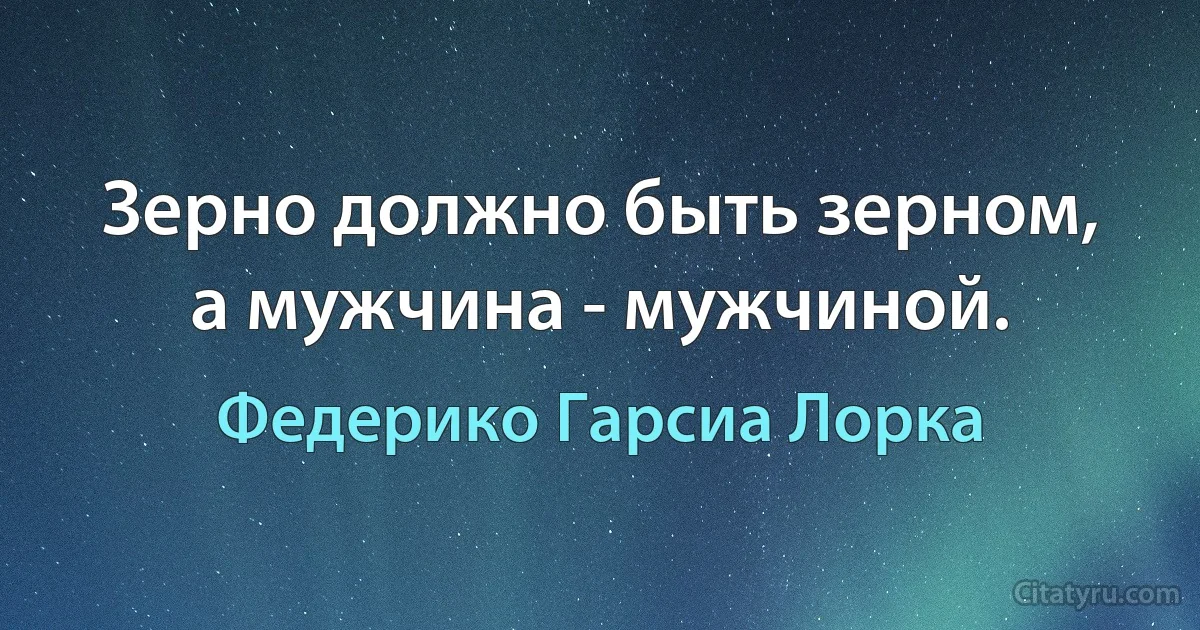 Зерно должно быть зерном, а мужчина - мужчиной. (Федерико Гарсиа Лорка)