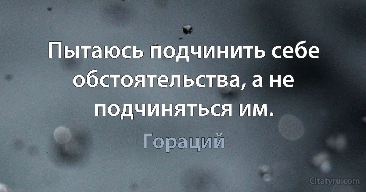 Пытаюсь подчинить себе обстоятельства, а не подчиняться им. (Гораций)