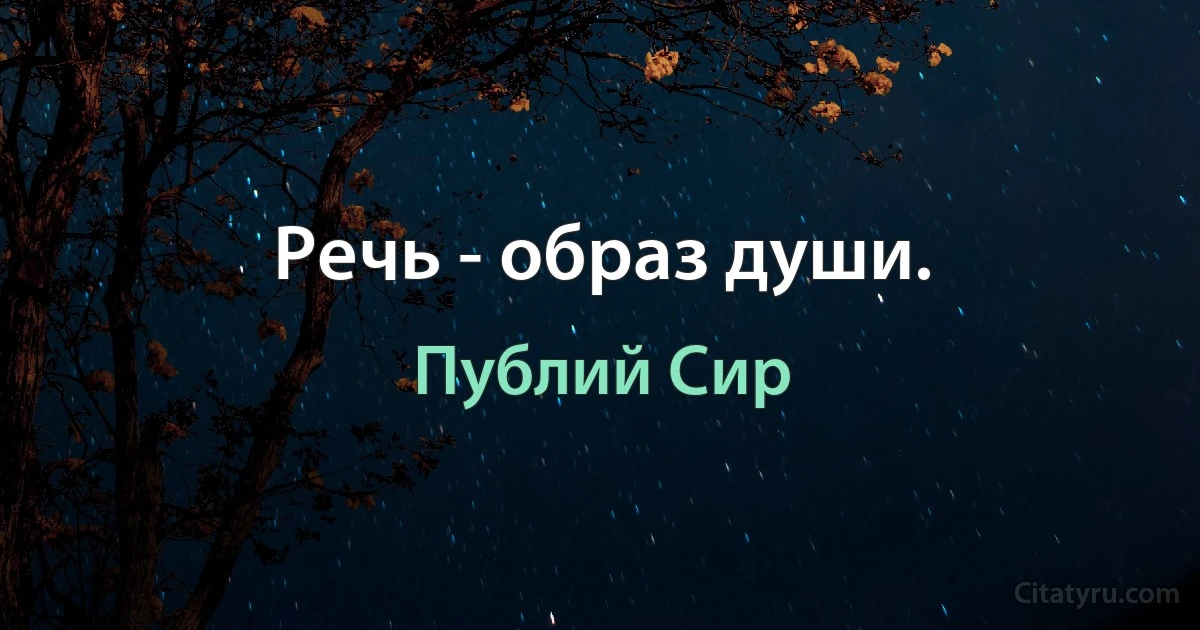 Речь - образ души. (Публий Сир)