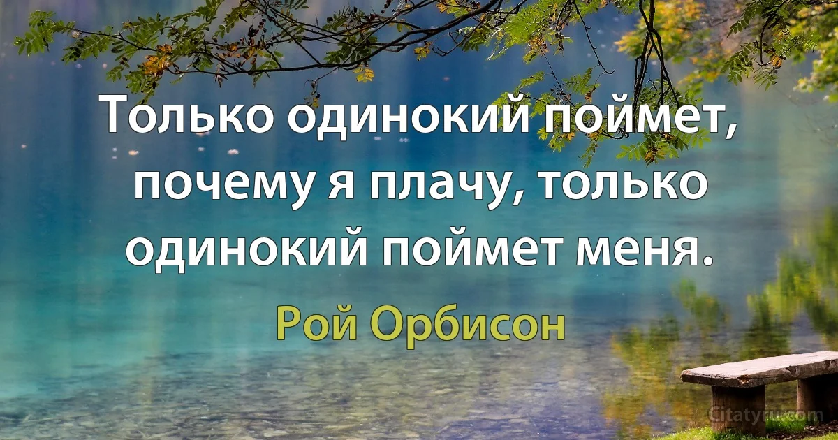 Только одинокий поймет, почему я плачу, только одинокий поймет меня. (Рой Орбисон)