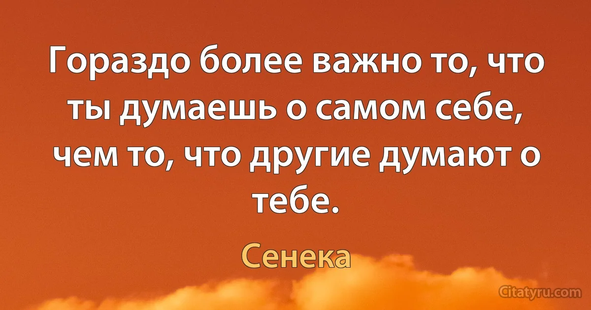 Гораздо более важно то, что ты думаешь о самом себе, чем то, что другие думают о тебе. (Сенека)