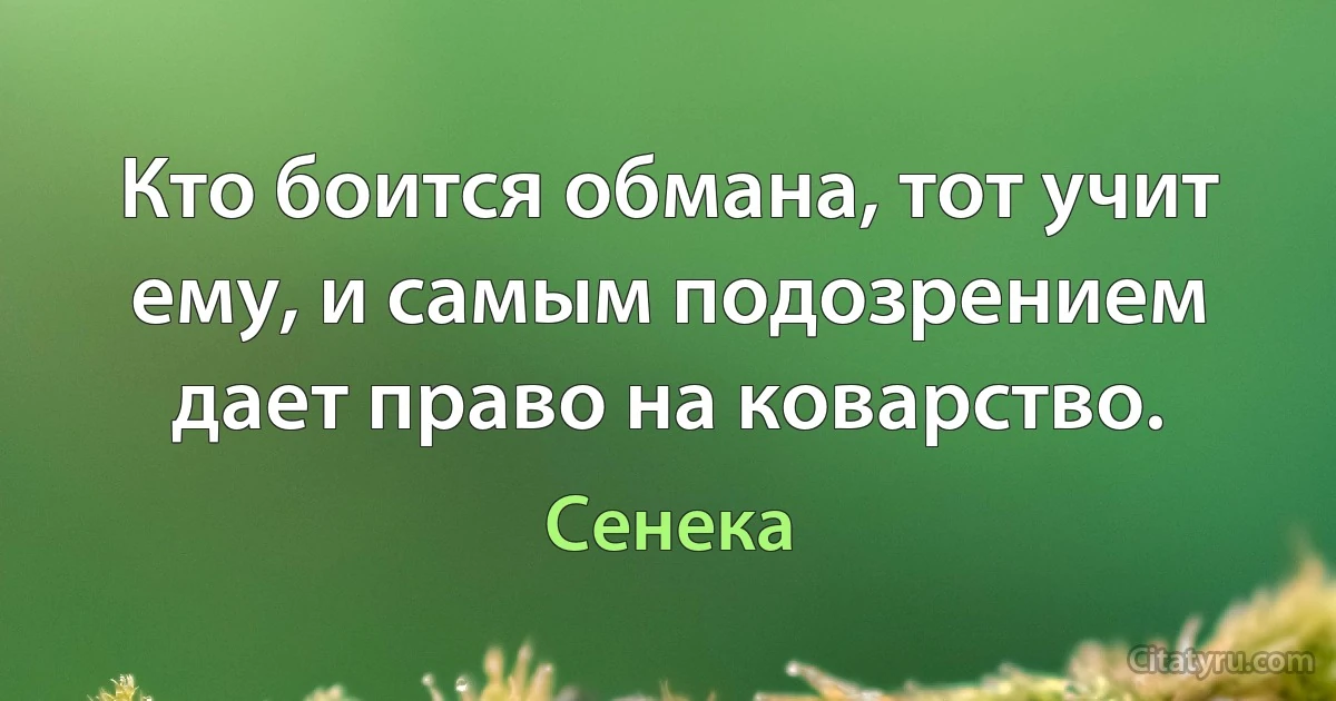 Кто боится обмана, тот учит ему, и самым подозрением дает право на коварство. (Сенека)