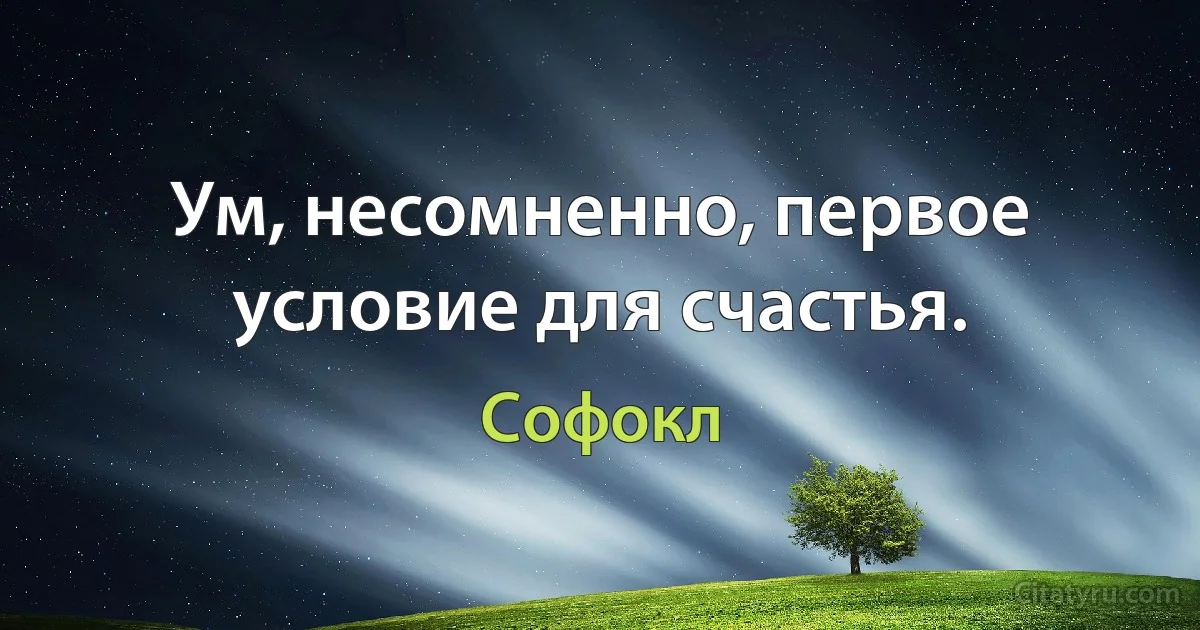 Ум, несомненно, первое условие для счастья. (Софокл)