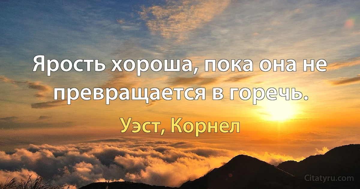 Ярость хороша, пока она не превращается в горечь. (Уэст, Корнел)