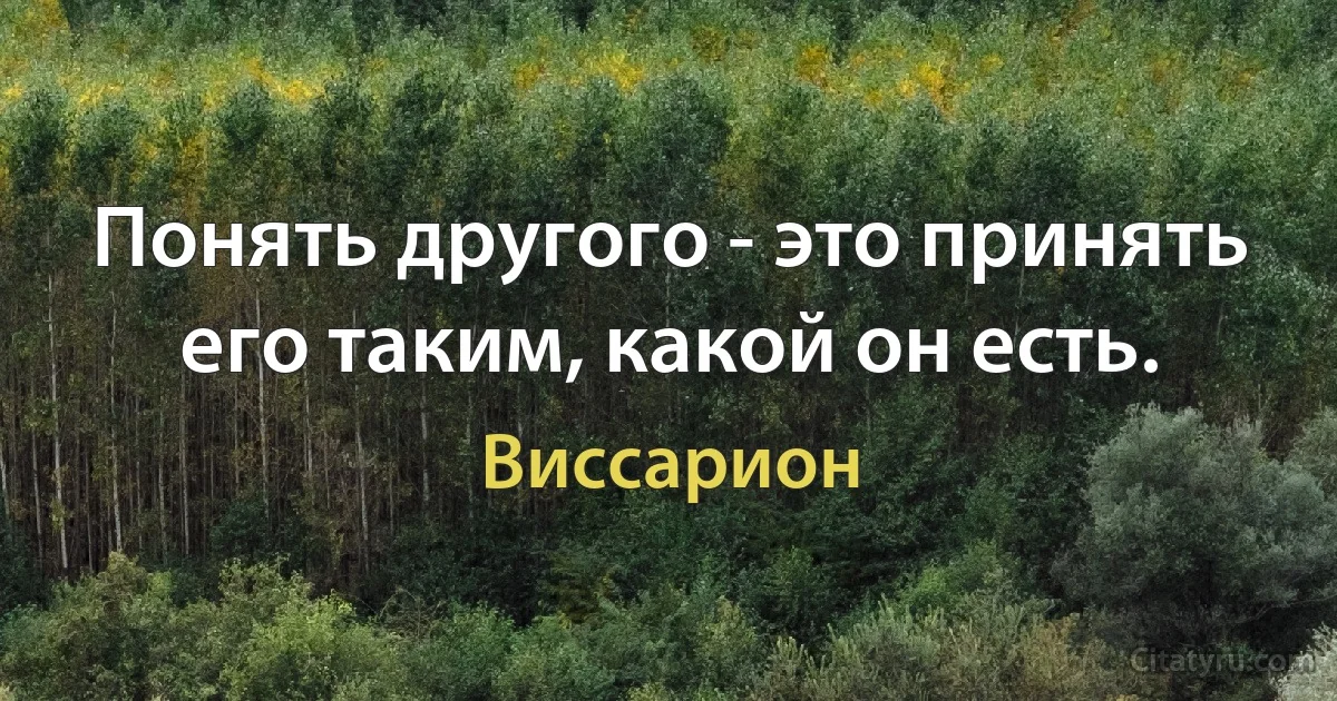 Понять другого - это принять его таким, какой он есть. (Виссарион)