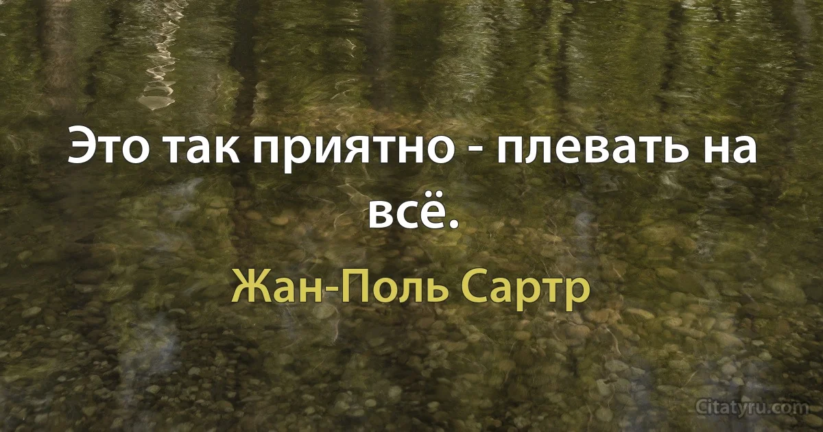 Это так приятно - плевать на всё. (Жан-Поль Сартр)