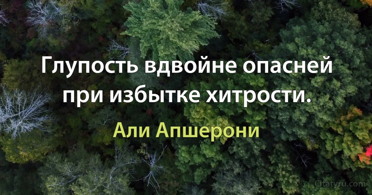 Глупость вдвойне опасней при избытке хитрости. (Али Апшерони)