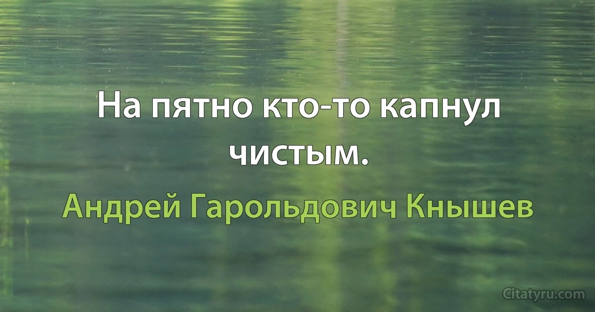 На пятно кто-то капнул чистым. (Андрей Гарольдович Кнышев)