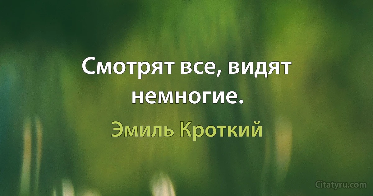 Смотрят все, видят немногие. (Эмиль Кроткий)