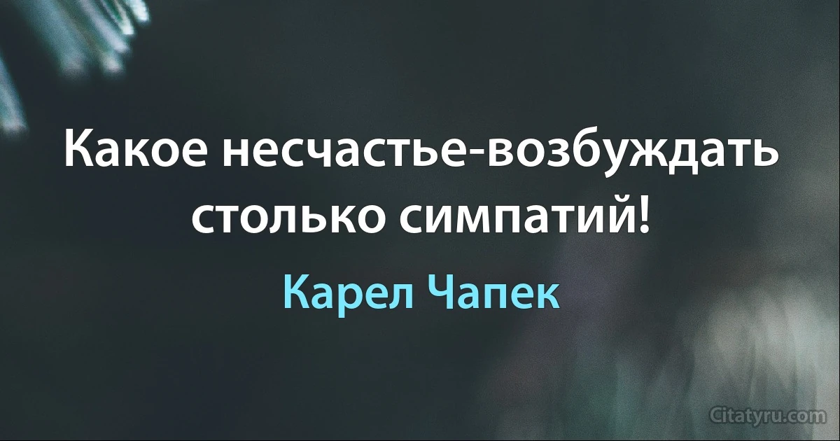 Какое несчастье-возбуждать столько симпатий! (Карел Чапек)