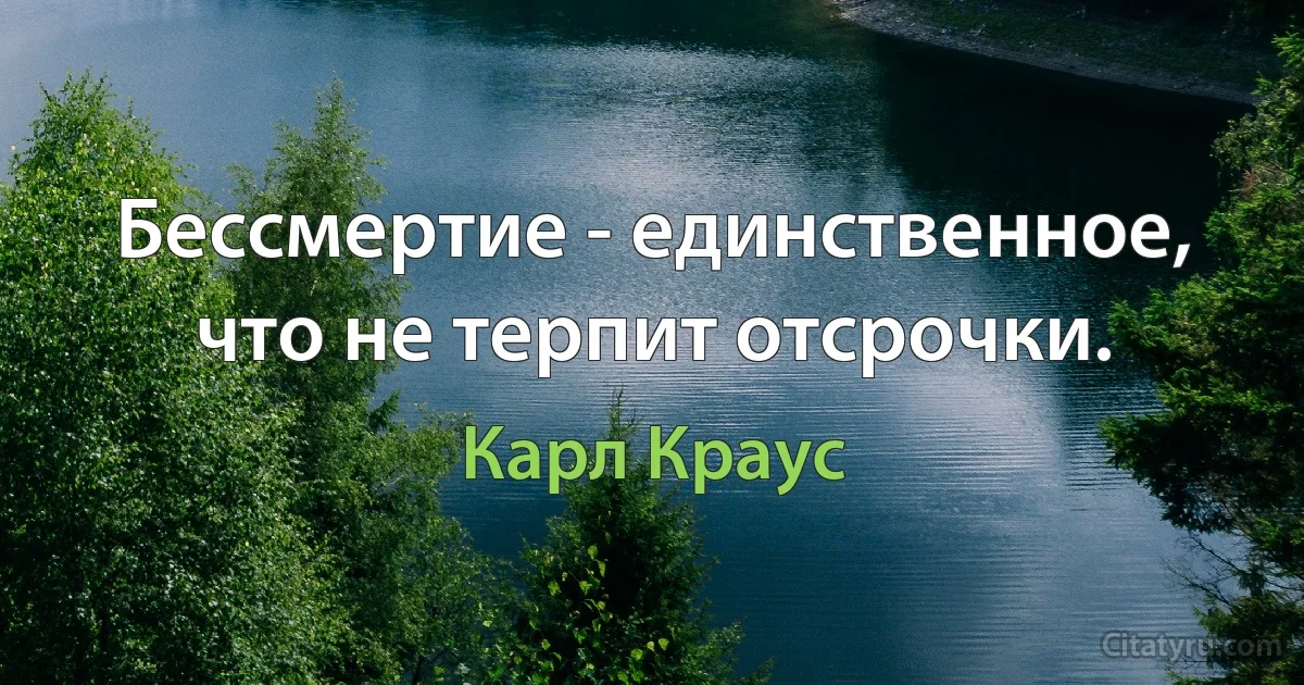 Бессмертие - единственное, что не терпит отсрочки. (Карл Краус)