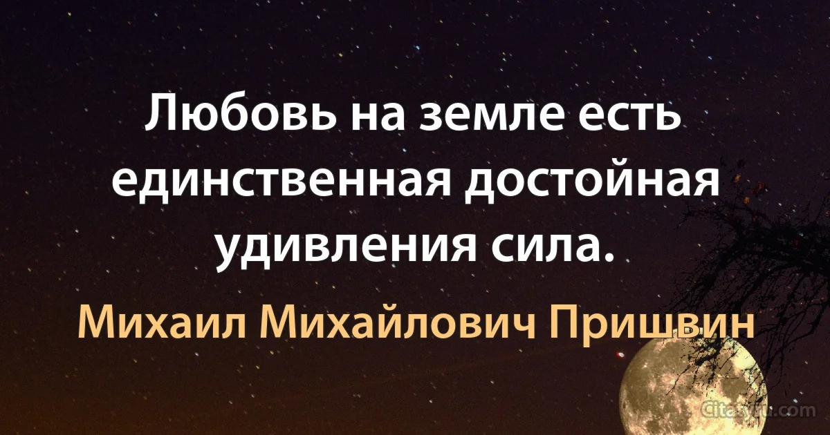 Любовь на земле есть единственная достойная удивления сила. (Михаил Михайлович Пришвин)