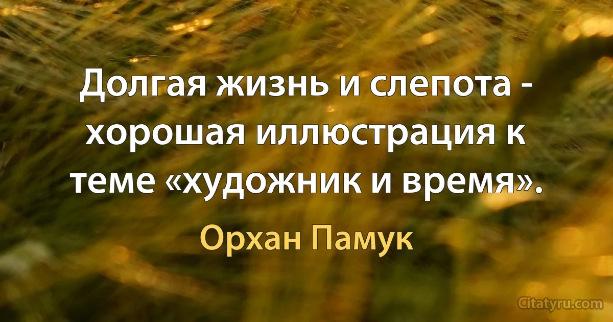 Долгая жизнь и слепота - хорошая иллюстрация к теме «художник и время». (Орхан Памук)