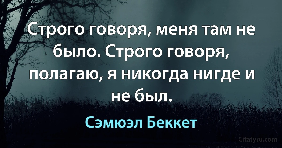 Строго говоря, меня там не было. Строго говоря, полагаю, я никогда нигде и не был. (Сэмюэл Беккет)