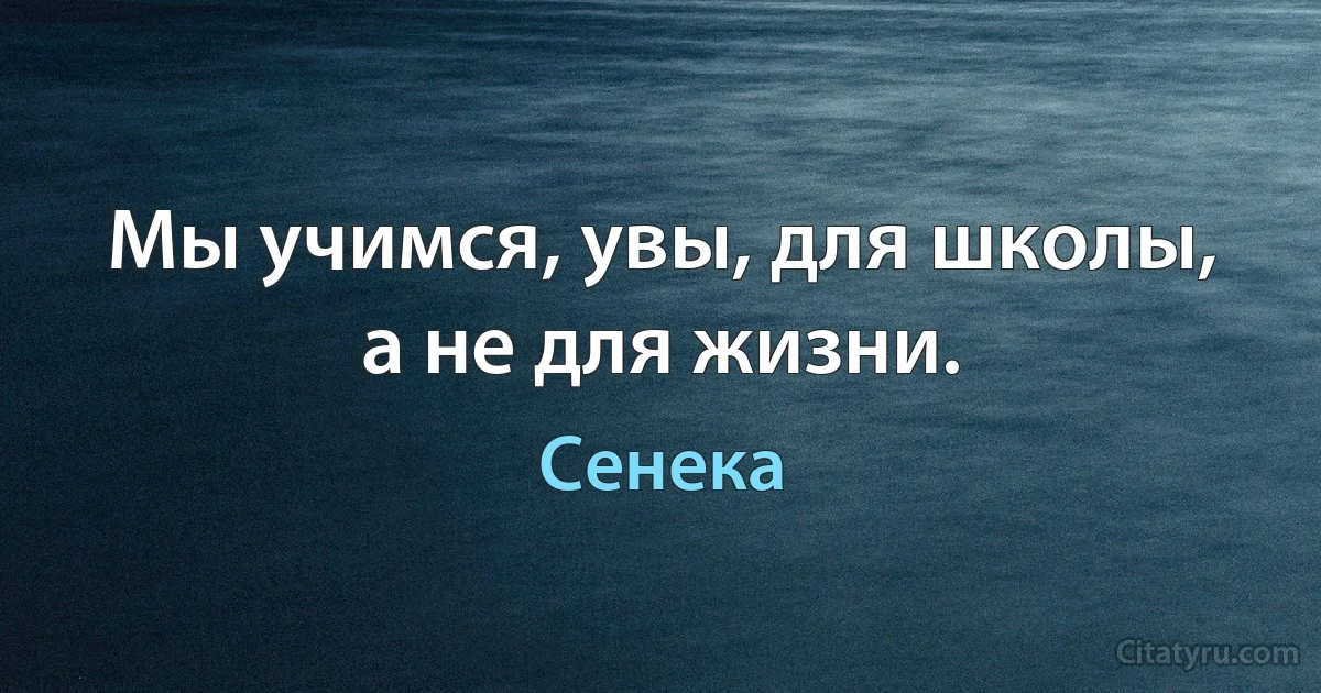 Мы учимся, увы, для школы, а не для жизни. (Сенека)