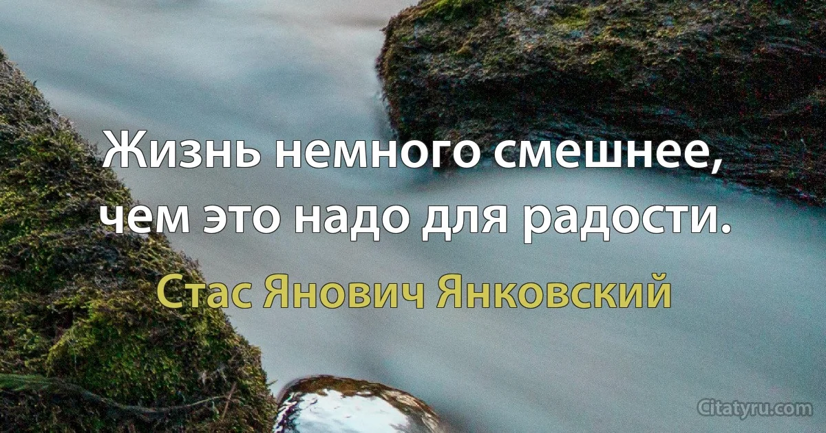 Жизнь немного смешнее, чем это надо для радости. (Стас Янович Янковский)