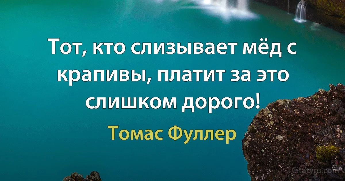 Тот, кто слизывает мёд с крапивы, платит за это слишком дорого! (Томас Фуллер)