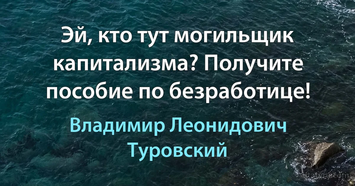 Эй, кто тут могильщик капитализма? Получите пособие по безработице! (Владимир Леонидович Туровский)