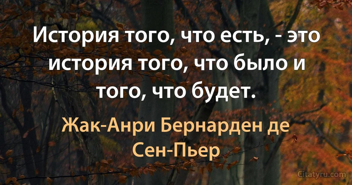 История того, что есть, - это история того, что было и того, что будет. (Жак-Анри Бернарден де Сен-Пьер)