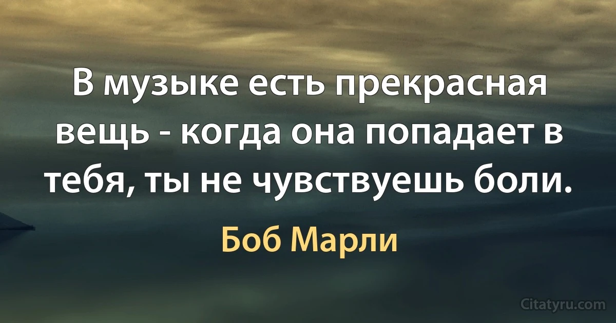 В музыке есть прекрасная вещь - когда она попадает в тебя, ты не чувствуешь боли. (Боб Марли)