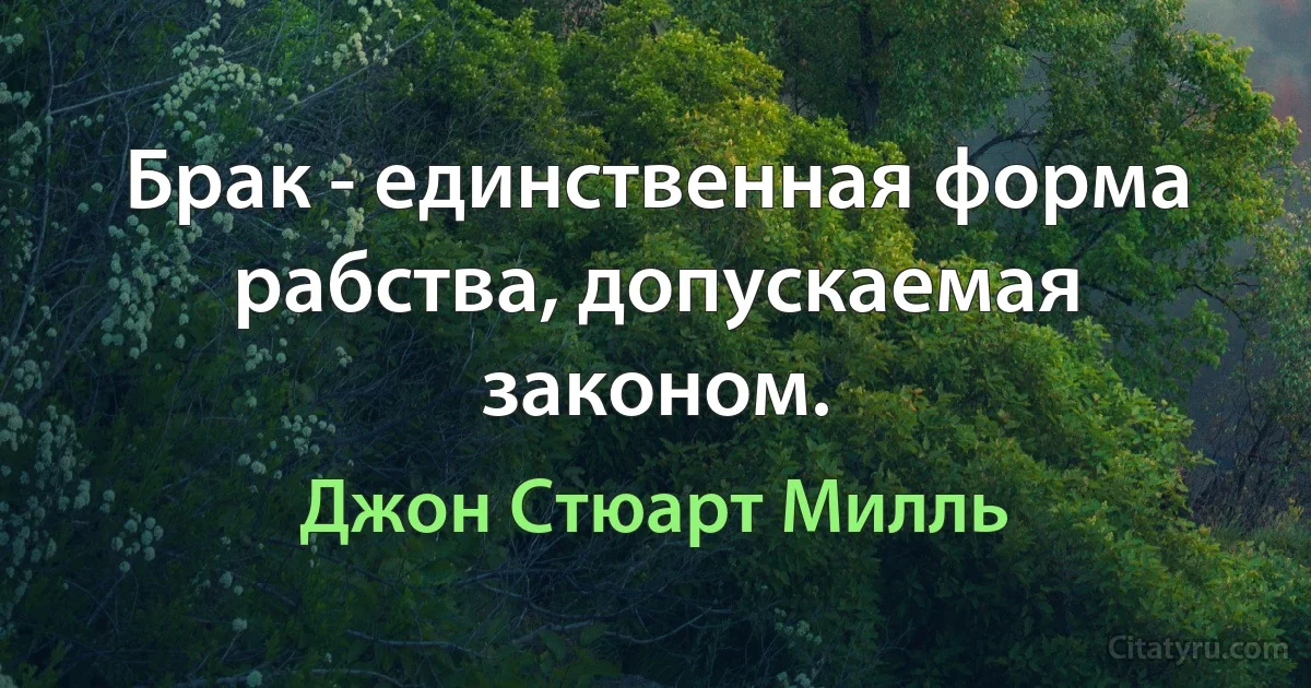 Брак - единственная форма рабства, допускаемая законом. (Джон Стюарт Милль)