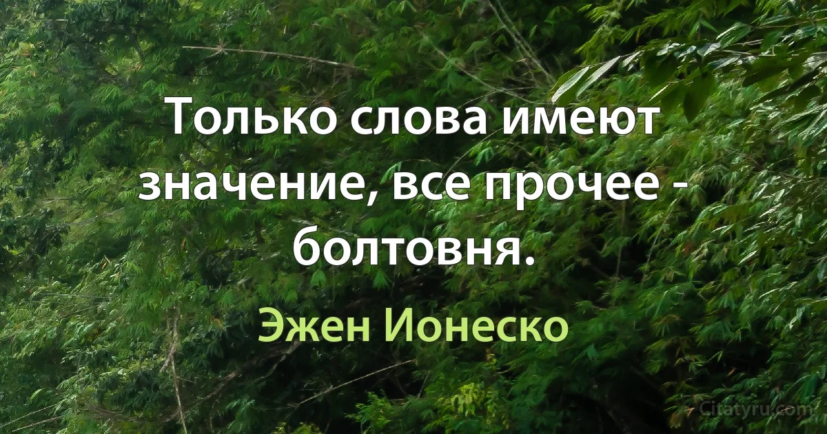 Только слова имеют значение, все прочее - болтовня. (Эжен Ионеско)