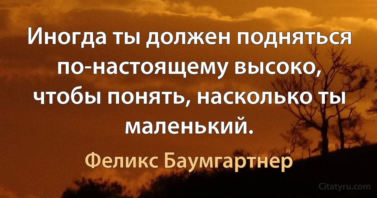 Иногда ты должен подняться по-настоящему высоко, чтобы понять, насколько ты маленький. (Феликс Баумгартнер)