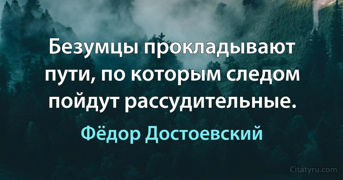 Безумцы прокладывают пути, по которым следом пойдут рассудительные. (Фёдор Достоевский)