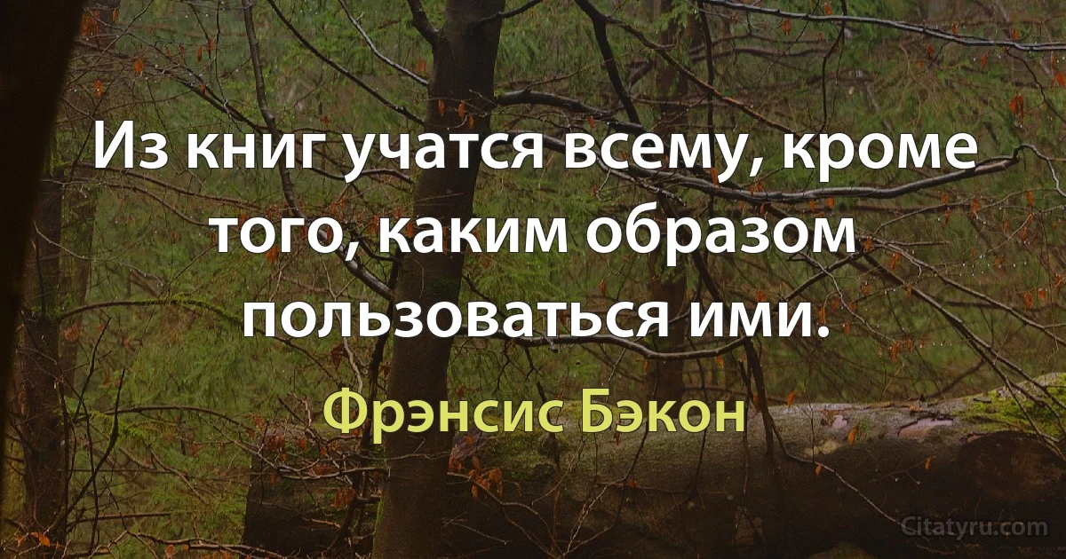 Из книг учатся всему, кроме того, каким образом пользоваться ими. (Фрэнсис Бэкон)