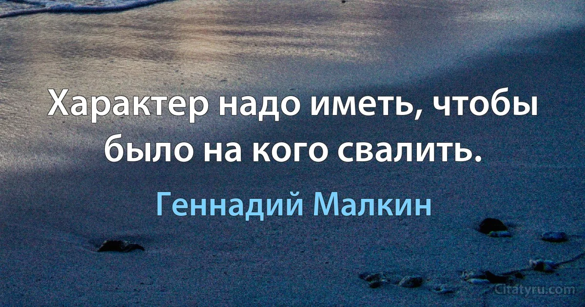 Характер надо иметь, чтобы было на кого свалить. (Геннадий Малкин)