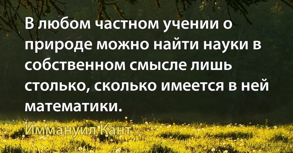 В любом частном учении о природе можно найти науки в собственном смысле лишь столько, сколько имеется в ней математики. (Иммануил Кант)