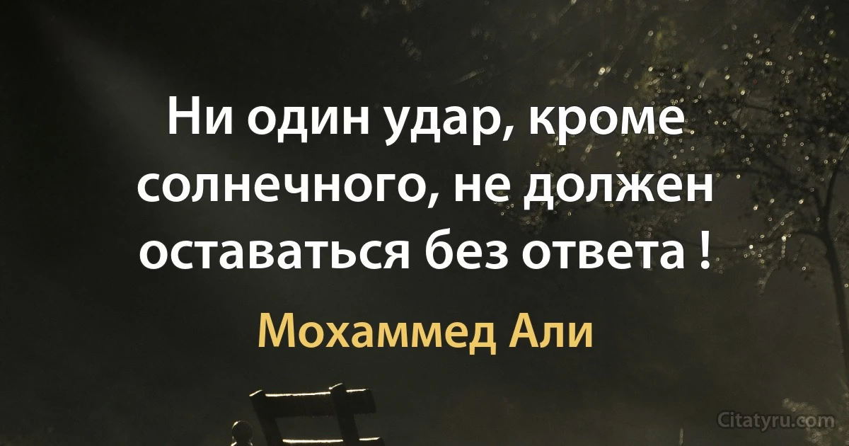 Ни один удар, кроме солнечного, не должен оставаться без ответа ! (Мохаммед Али)