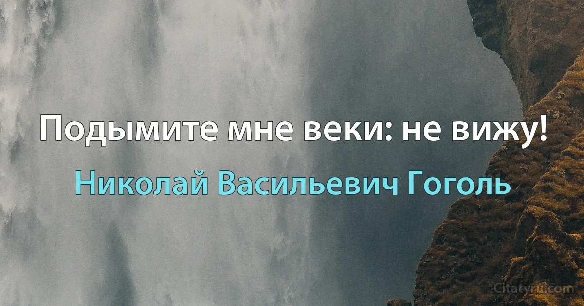 Подымите мне веки: не вижу! (Николай Васильевич Гоголь)