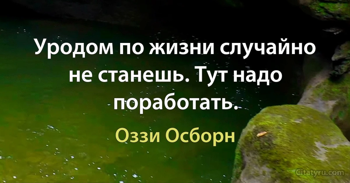 Уродом по жизни случайно не станешь. Тут надо поработать. (Оззи Осборн)