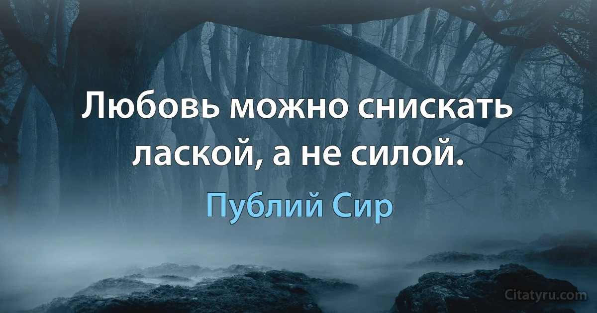 Любовь можно снискать лаской, а не силой. (Публий Сир)