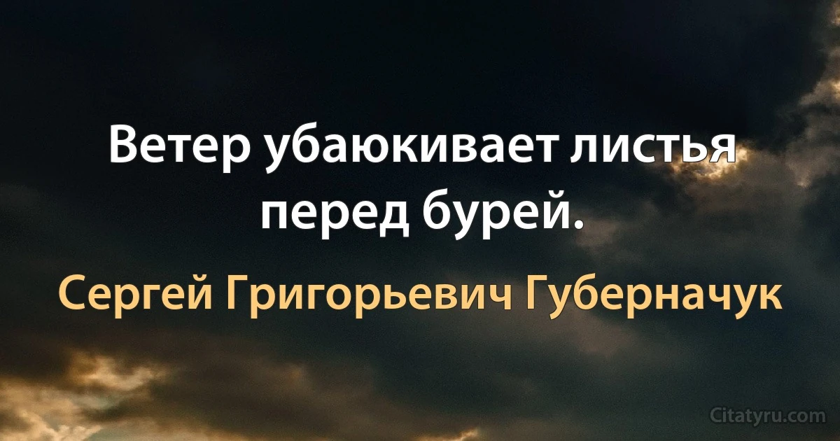 Ветер убаюкивает листья перед бурей. (Сергей Григорьевич Губерначук)