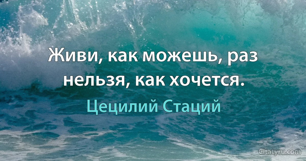 Живи, как можешь, раз нельзя, как хочется. (Цецилий Стаций)