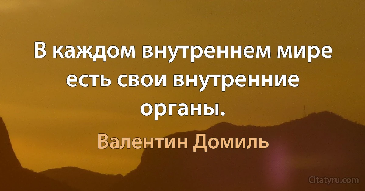 В каждом внутреннем мире есть свои внутренние органы. (Валентин Домиль)