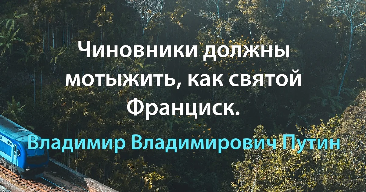 Чиновники должны мотыжить, как святой Франциск. (Владимир Владимирович Путин)