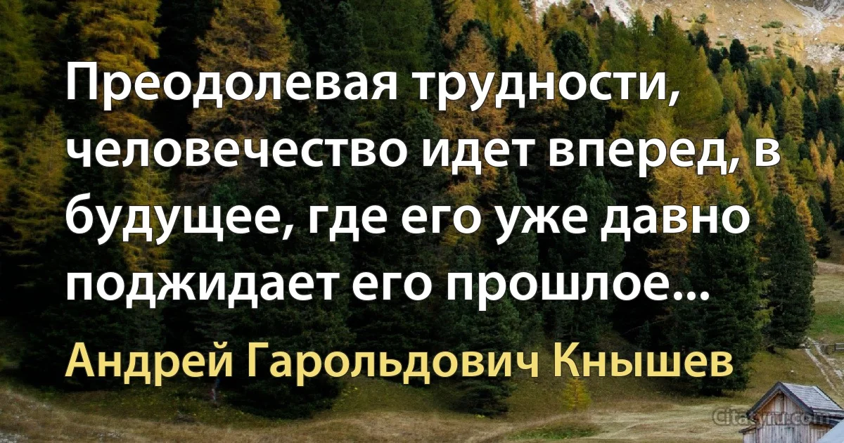 Преодолевая трудности, человечество идет вперед, в будущее, где его уже давно поджидает его прошлое... (Андрей Гарольдович Кнышев)