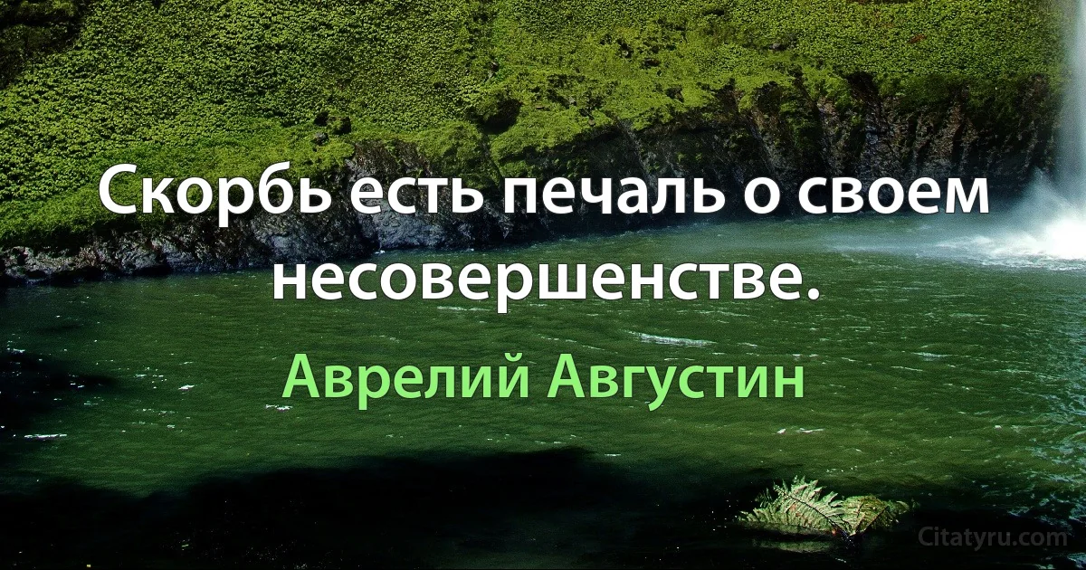 Скорбь есть печаль о своем несовершенстве. (Аврелий Августин)