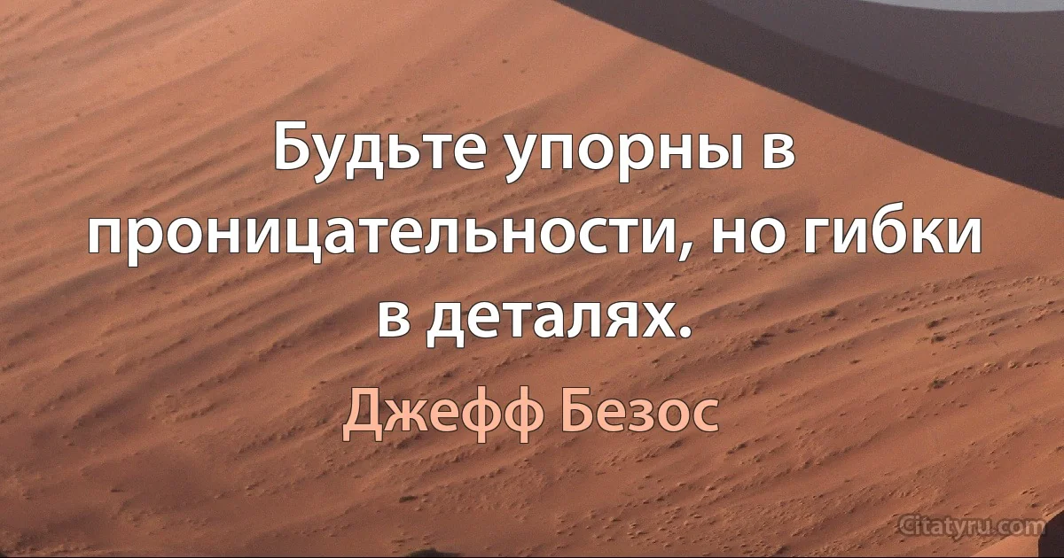 Будьте упорны в проницательности, но гибки в деталях. (Джефф Безос)