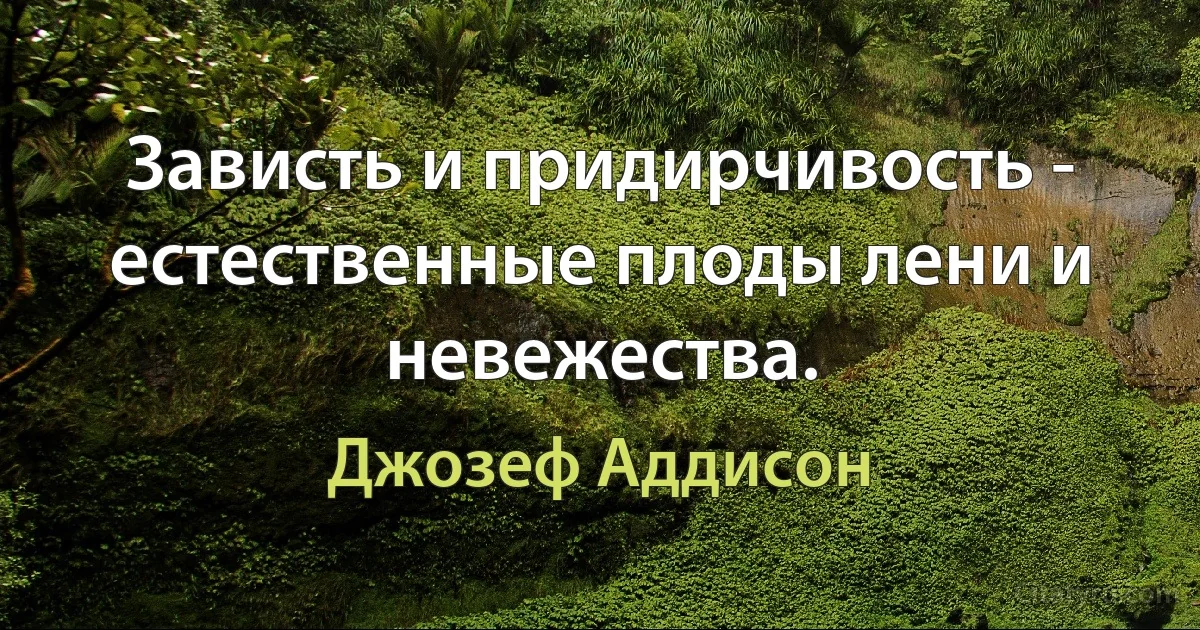 Зависть и придирчивость - естественные плоды лени и невежества. (Джозеф Аддисон)