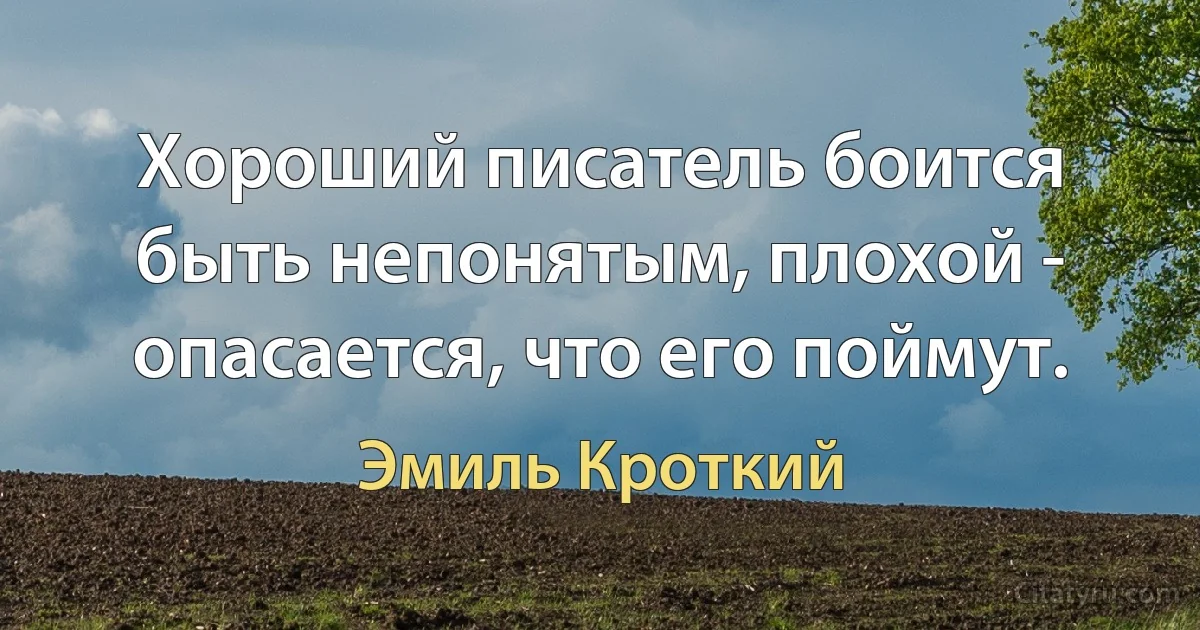 Хороший писатель боится быть непонятым, плохой - опасается, что его поймут. (Эмиль Кроткий)