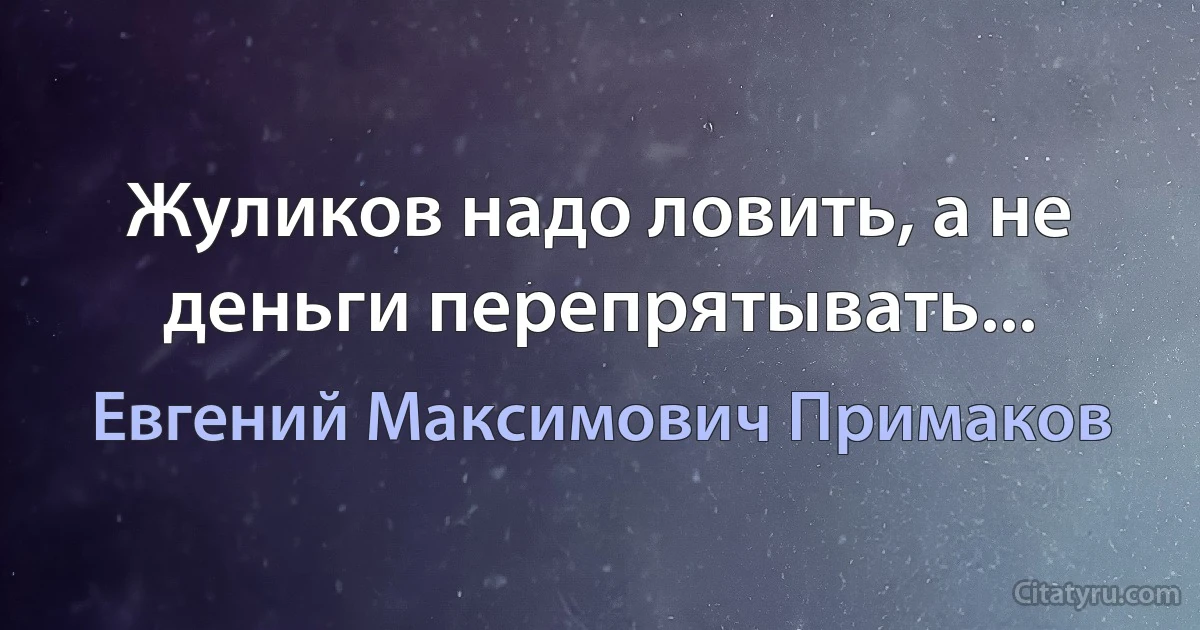 Жуликов надо ловить, а не деньги перепрятывать... (Евгений Максимович Примаков)