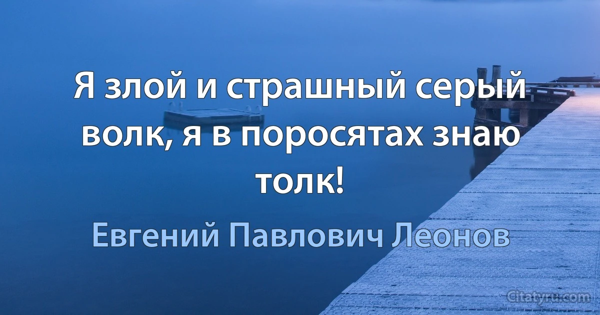 Я злой и страшный серый волк, я в поросятах знаю толк! (Евгений Павлович Леонов)